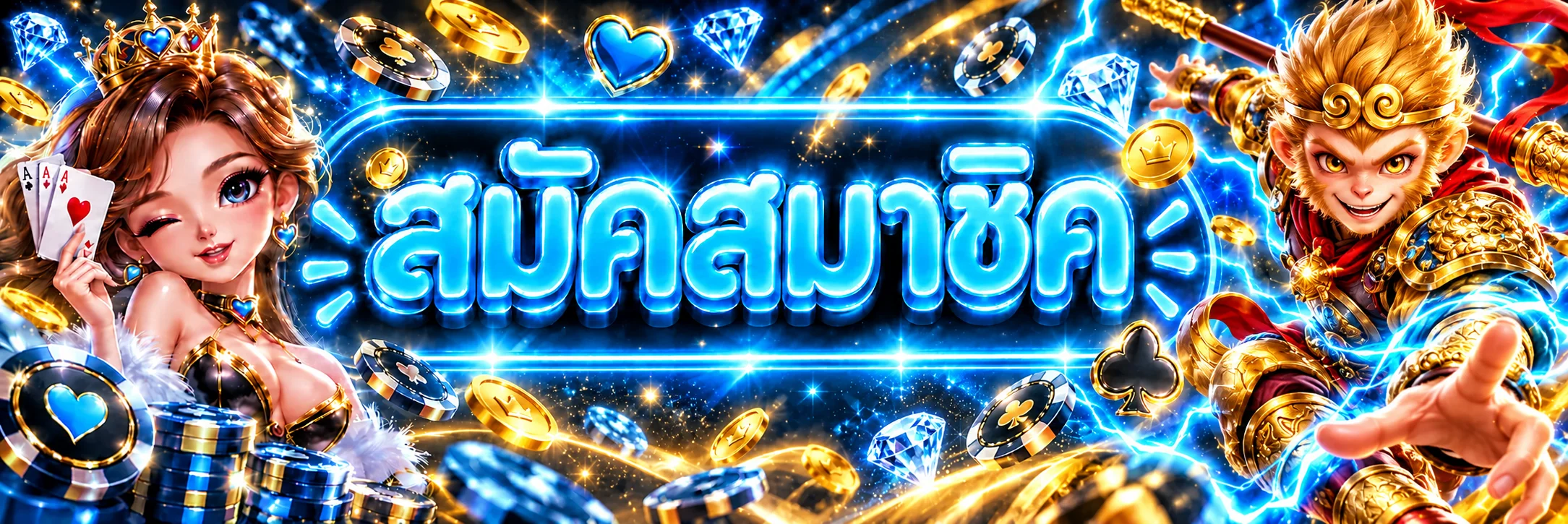 แบนเนอร์สมัครและเข้าสู่ระบบ BLUEKONG8 โทนฟ้านีออน